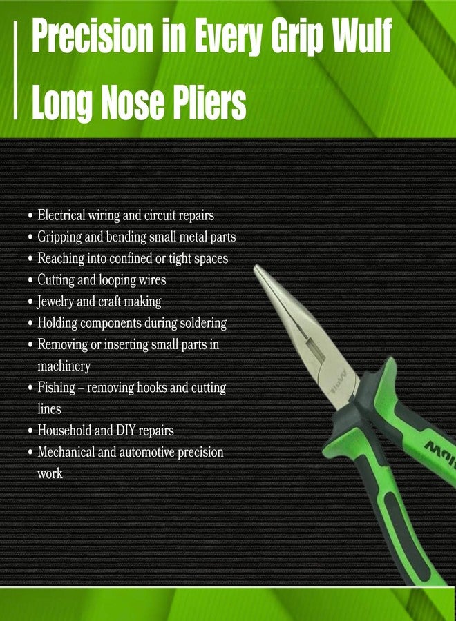 WULF Long Nose Cutting Plier | Heavy Duty Wire Cutter & Grip Tool | Anti-Rust Steel Body with Shockproof Ergonomic Handle | Ideal for Cutting, Bending & Holding Wires | Industrial Hand Tool - Image 5